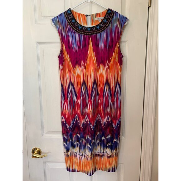 Sandra Darren Womens Multicolor Sleeveless Shift Dress Size 8 Geometric Print - Picture 1 of 7